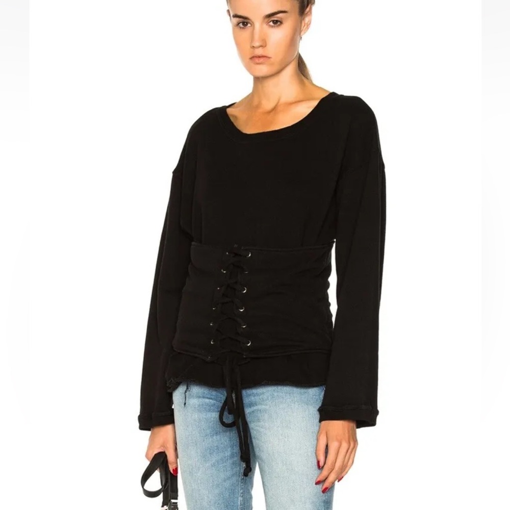RTA Sweater Womens Small Black Colette Corset Waistband Distressed Grunge